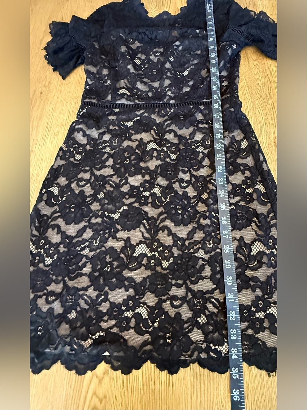 Rebecca Taylor Black Nude Lace Overlay Mini Dress Size 6 Cocktail - Picture 5 of 16